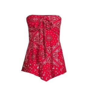 NWT Red White Paisley Halter Top Tie Neck No Boundaries Western  Size Small
